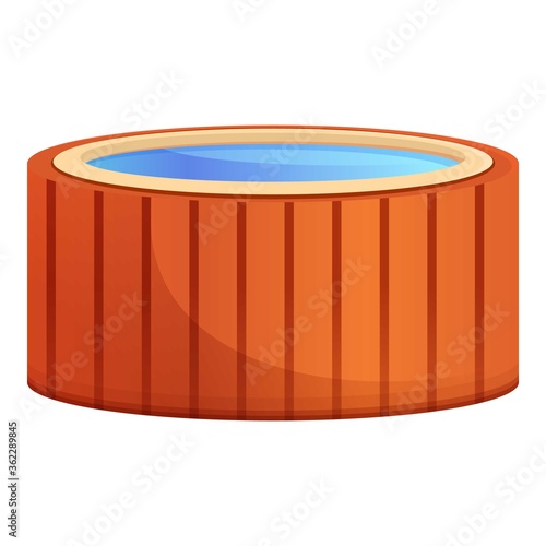 Spa wood jacuzzi icon. Cartoon of spa wood jacuzzi vector icon for web design isolated on white background
