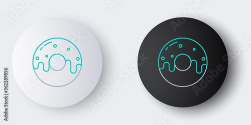 Line Donut with sweet glaze icon isolated on grey background. Colorful outline concept. Vector.