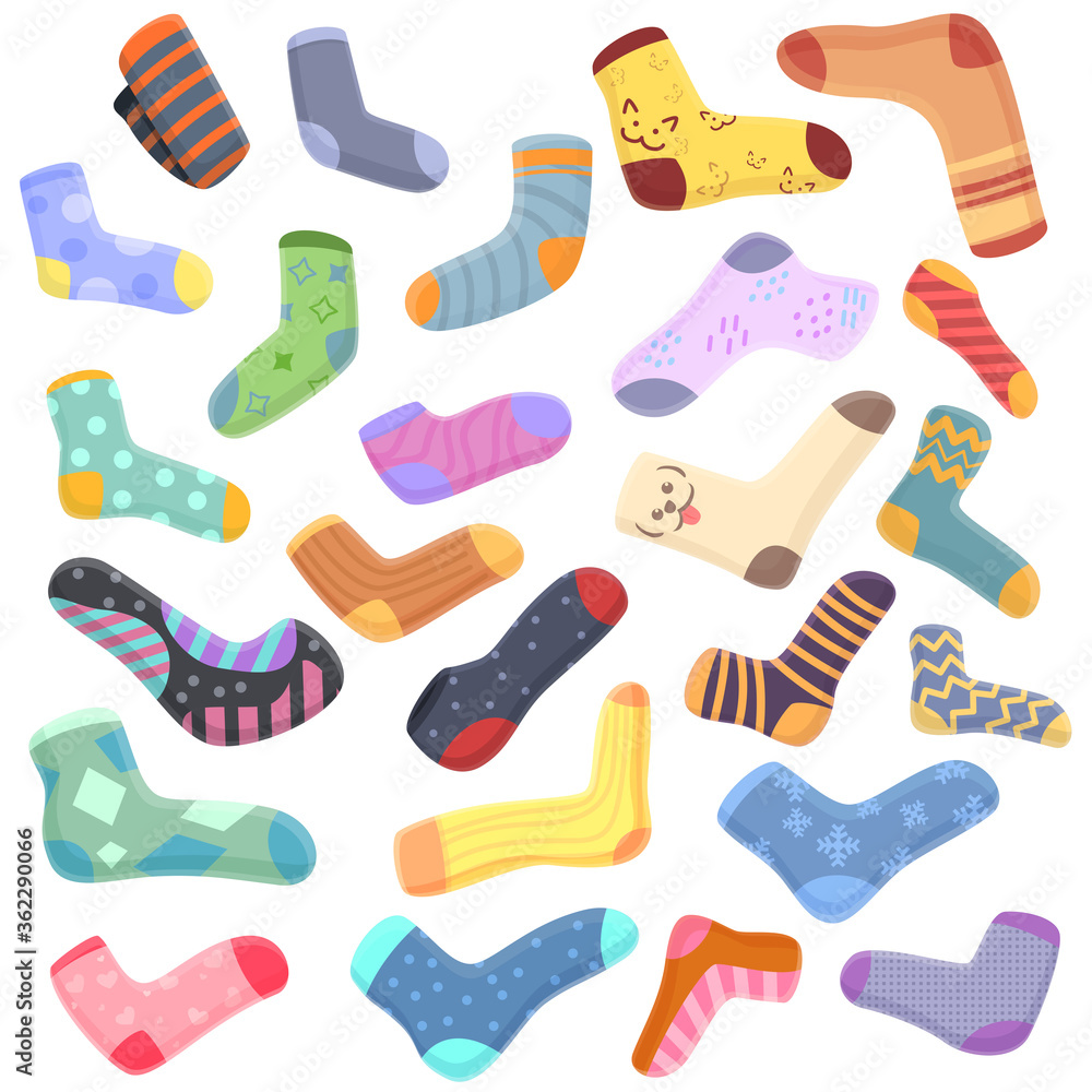 Socks icons set. Cartoon set of socks vector icons for web design Socks icons set. Cartoon set of socks vector icons for web design