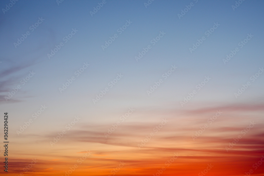 Blue Sky Photo View Background. Red and blue sky at sunset