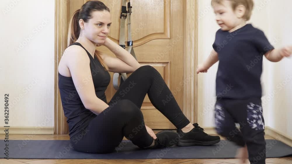 Boy helps mom and push Boy helps mom and push