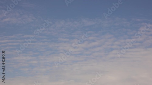 4K timelapse light feather clouds floating in the blue sky photo