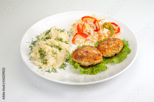 ish Or Chicken Cutlets With Mashed Potatoes