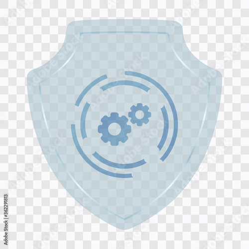 Shield icon and transparent system settings. Safety, Security Vector Design Symbol.
