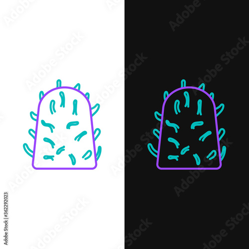 Line Rabies virus disease microorganisms icon isolated on white and black background. Colorful outline concept. Vector.