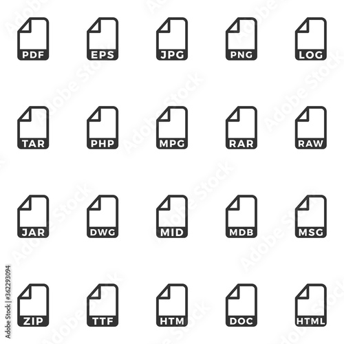 File and Formats Icon Set - Grey Version