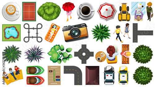 Set of aerial element house decorations isolated