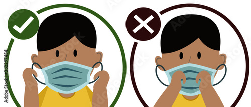 Man take off protective medical face mask cartoon design vector illustration. Infection control and protect coronavirus, covid19 pandemic and health care concept.