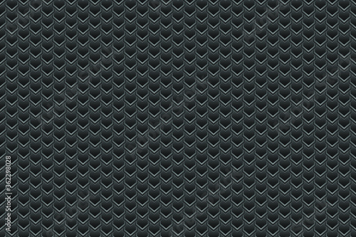 Abstract vector texture of scales. Black vector seamless pattern. Background consisting of black hexagons. 