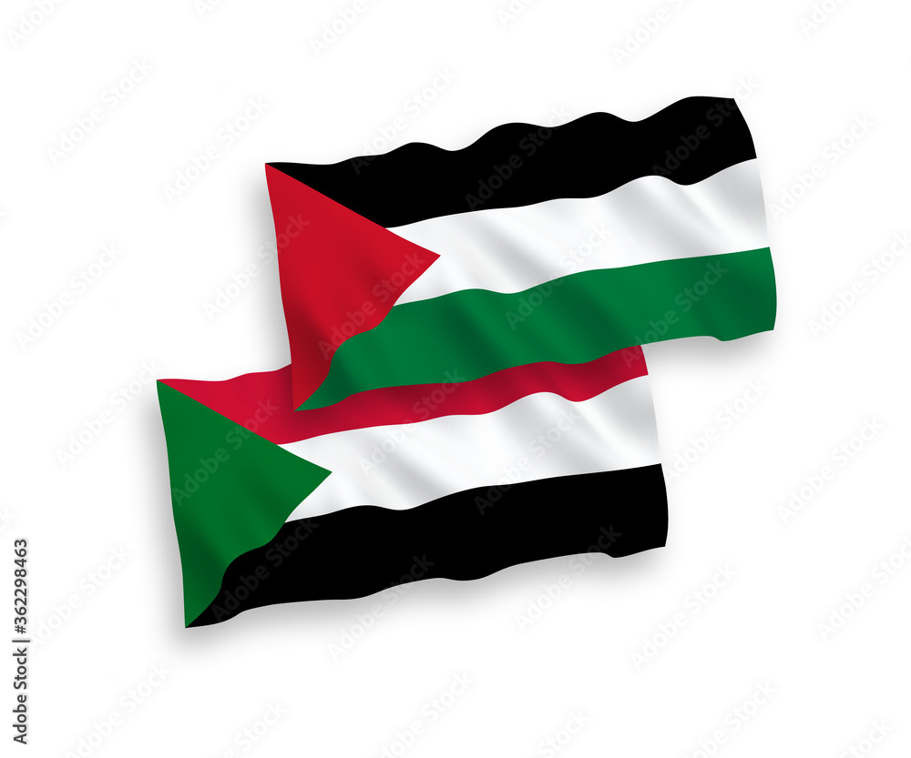 Flags of Sudan and Palestine on a white background Flags of Sudan and Palestine on a white background