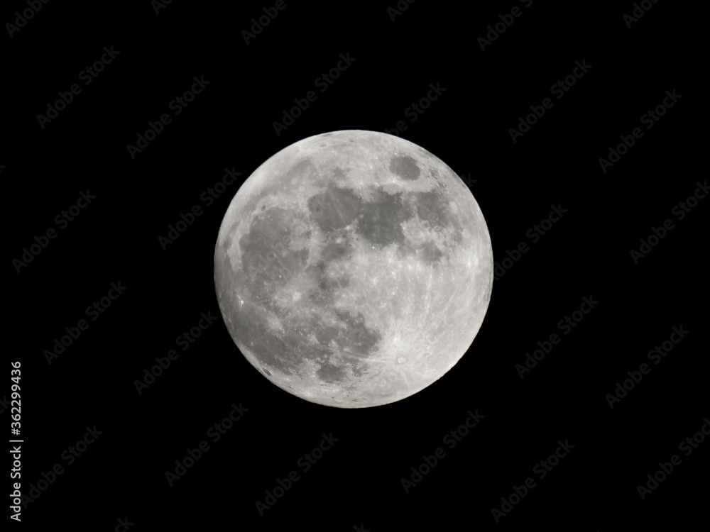 Fototapeta premium Full moon seen with telescope