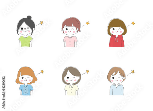 若い女性の表情バリエーション