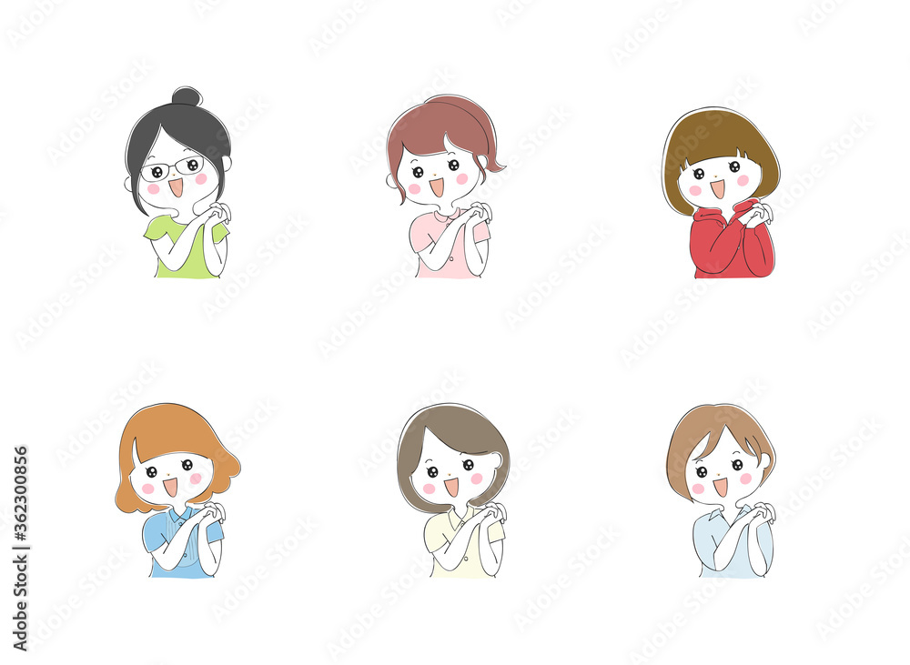 若い女性の表情バリエーション 若い女性の表情バリエーション