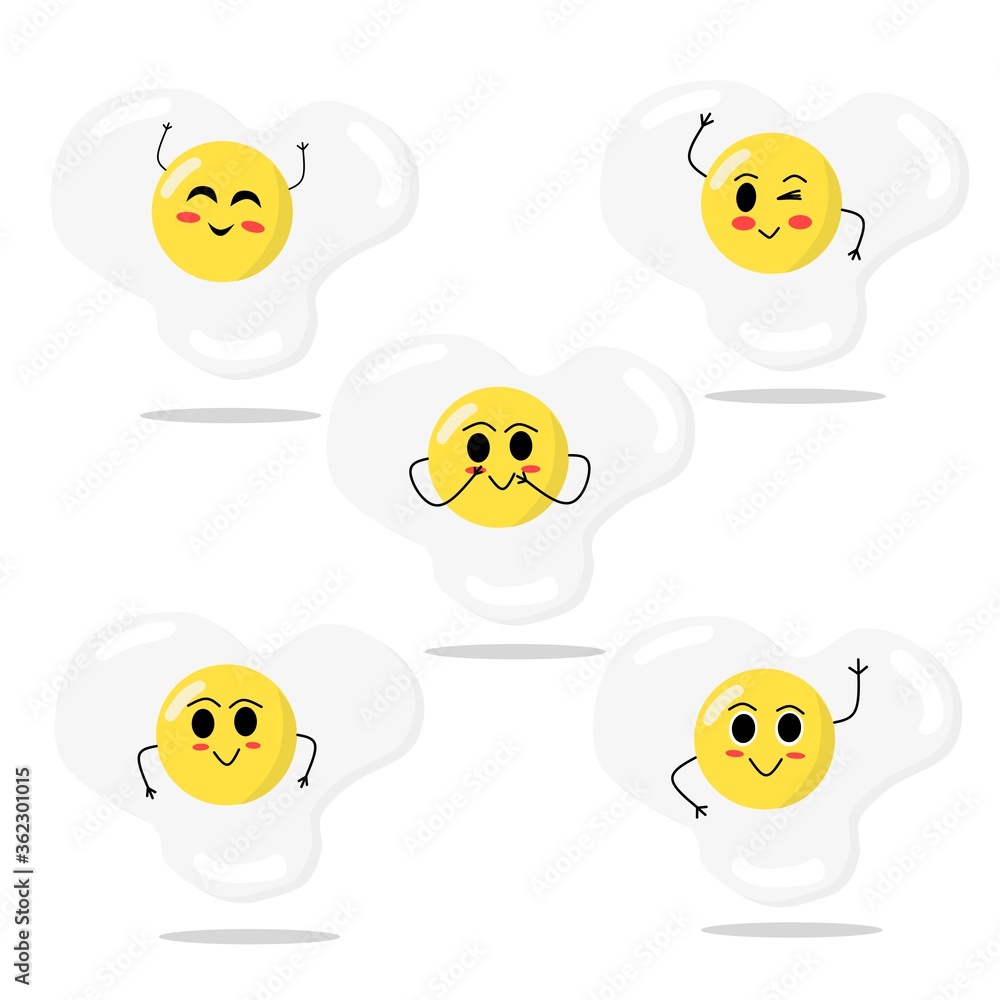 vector illustration of a cute egg bundle styled like a human, egg emoticon, isolated background