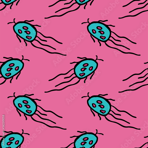 Seamless vector illustration of abstract micro organism shape on pastel background, pattern for making printing paper work or textile artwork, for summer and sea or ocean related artwork