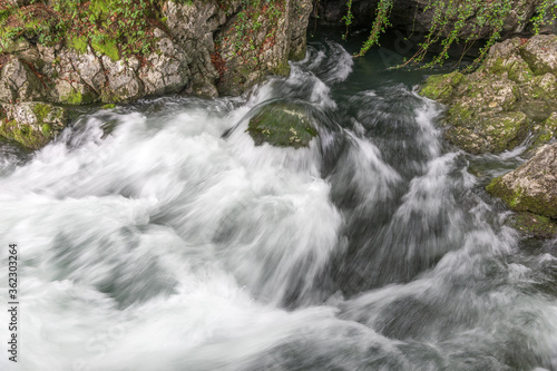 Schwarzbach river near Gollinger Waterfall in Austria. Long exposure