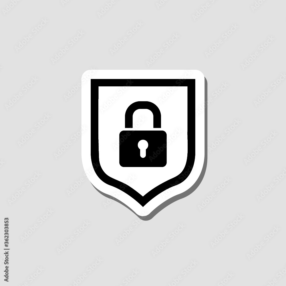 Lock shield sticker icon isolated on gray background Lock shield sticker icon isolated on gray background