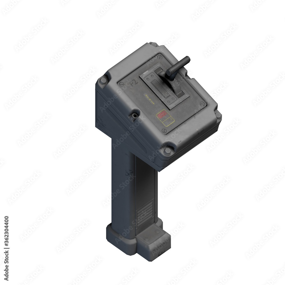 3D rendering of a switchboard and control block 3D rendering of a switchboard and control block