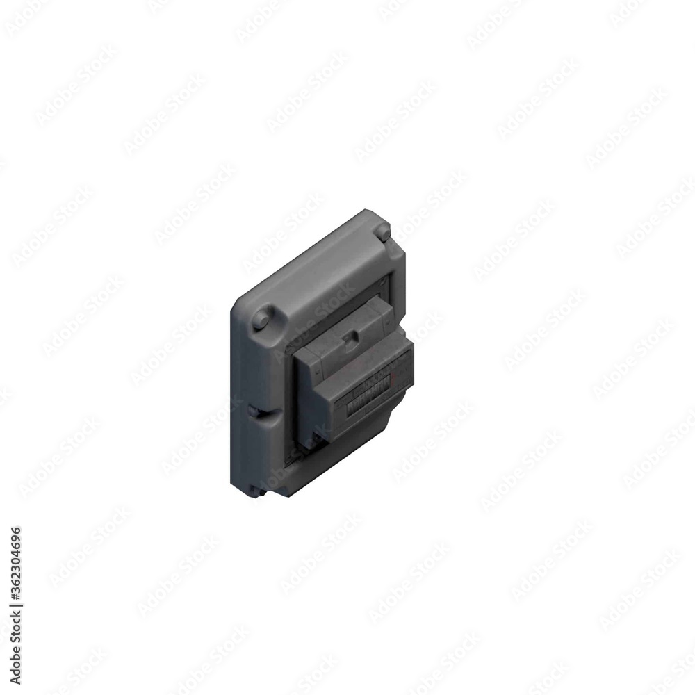 3D rendering of a switchboard and control block 3D rendering of a switchboard and control block