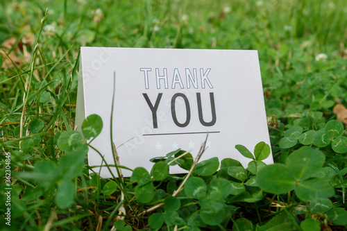 Thank You Card on Natural, Green Grass Background