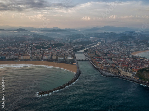 Aerial view to the San Sebastian, Spain, Europe
