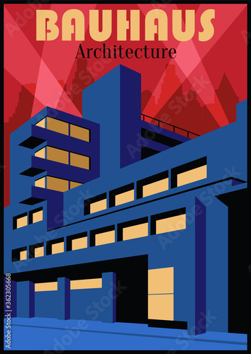 Bauhaus Architecture Style, Retro Poster Stylization