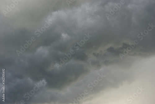 A gray cloud overcast in the form of rain.