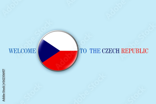Free Download Round icon with flag of Czech republic on a blue background. 3D illustration. Welcome to the Chech Republic. Travels. - GFXLoad