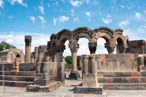 Zvartnots Cathedral in Echmiatsin, Armenia. It is part of the World Heritage Site- The Cathedral and Churches of Echmiatsin and the Archaeological Site of Zvartnots.