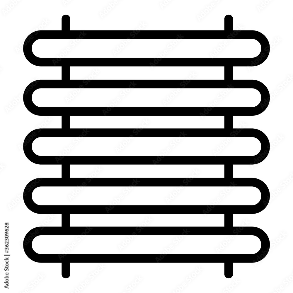 Warm towel rail icon. Outline warm towel rail vector icon for web design isolated on white background Warm towel rail icon. Outline warm towel rail vector icon for web design isolated on white background
