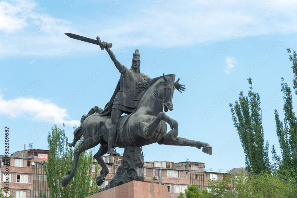 VARDAN MAMIKOYAN Statue in Yerevan, Armenia. He is 4th-5th century Armenian military leader,