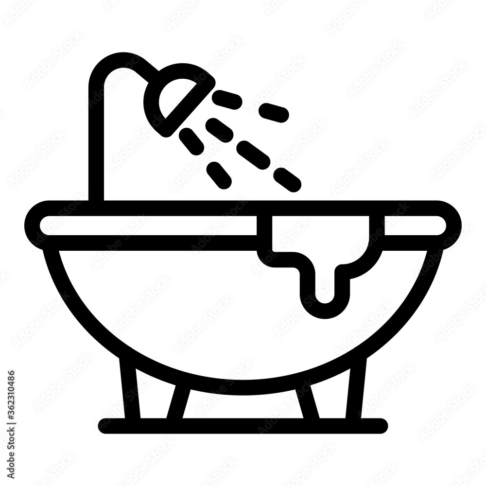Leaking bathtub icon. Outline leaking bathtub vector icon for web design isolated on white background Leaking bathtub icon. Outline leaking bathtub vector icon for web design isolated on white background