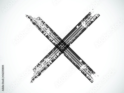 tire track cross vector