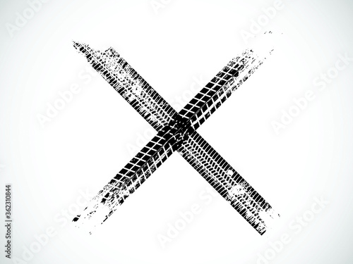 tire track cross vector
