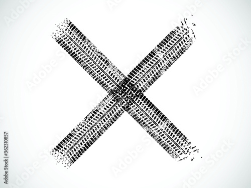 tire track cross vector