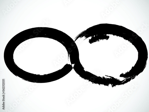 Infinity symbol . Looped Vector Print Textured Tire Track .Grunge Design Element . Bike thread silhouette