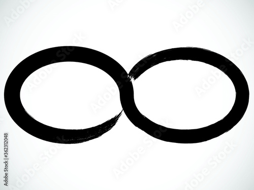 Infinity symbol . Looped Vector Print Textured Tire Track .Grunge Design Element . Bike thread silhouette