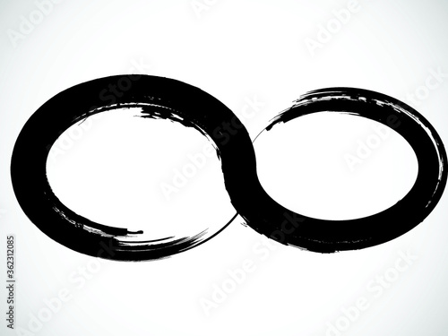 Infinity symbol . Looped Vector Print Textured Tire Track .Grunge Design Element . Bike thread silhouette