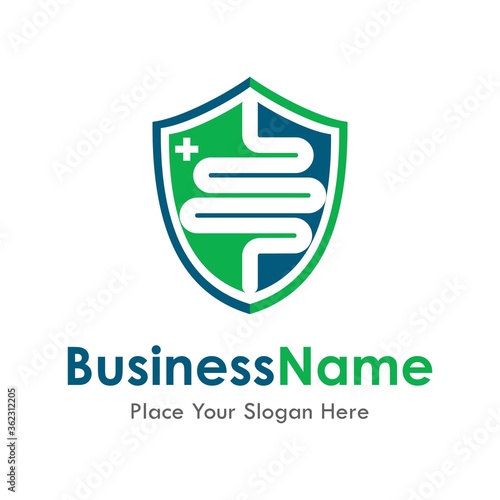 digestive or intestinal shield protect vector logo template. Suitable for business, health, secure, web and art