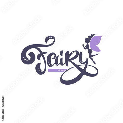 beauty fairy and calligraphy letterng for your logo, label, emblem