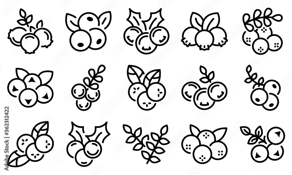 Rowan icons set. Outline set of rowan vector icons for web design isolated on white background Rowan icons set. Outline set of rowan vector icons for web design isolated on white background