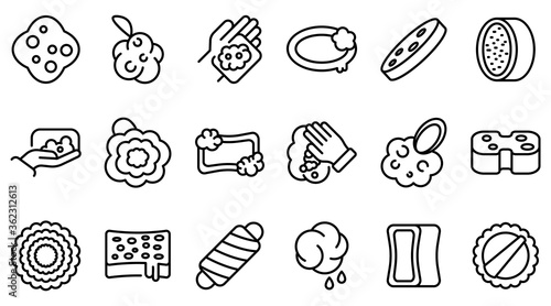 Washcloth icons set. Outline set of washcloth vector icons for web design isolated on white background
