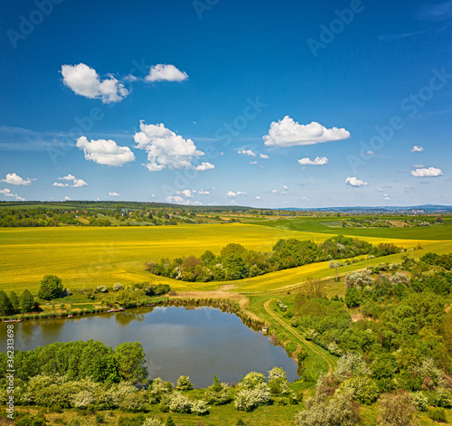 Nice lake with blue sky and...