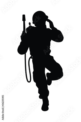 A soldier with frame thrower silhouette vector