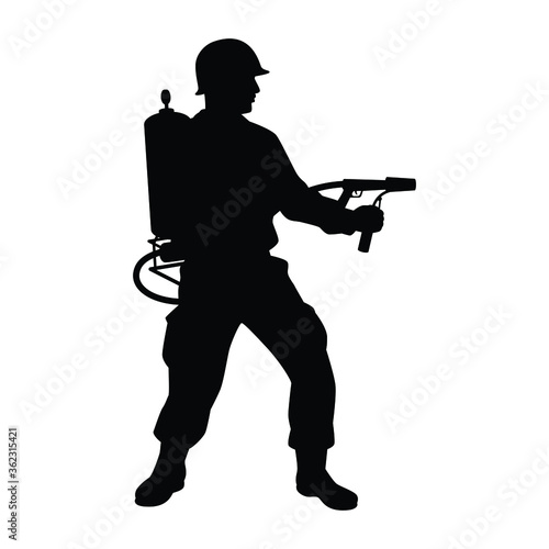 A soldier with frame thrower silhouette vector