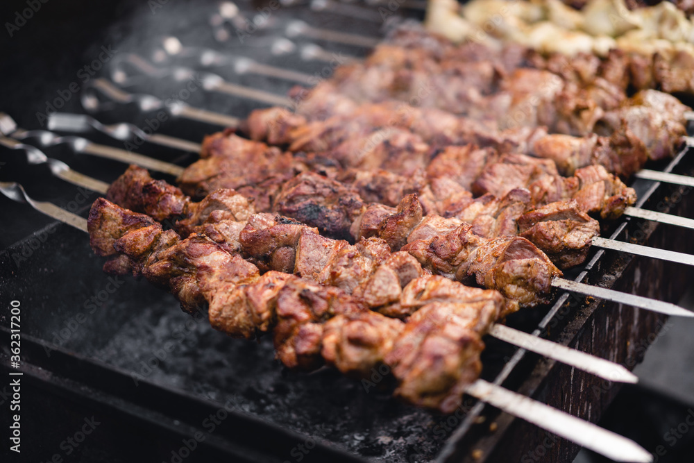 delicious and fragrant skewers grilled for barbecue