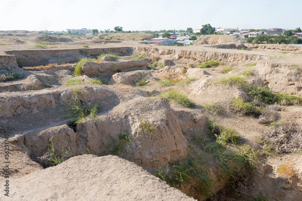 Remains of Ancient city of Afrasiyab (500 BC - 1220 AD) in Samarkand, Uzbekistan. It is part of the Samarkand - Crossroad of Cultures World Heritage Site. Remains of Ancient city of Afrasiyab (500 BC - 1220 AD) in Samarkand, Uzbekistan. It is part of the Samarkand - Crossroad of Cultures World Heritage Site.