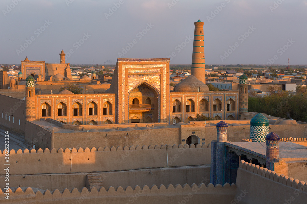 View of the old part of the city of Khiva, Ichan-Kala, Uzbekistan