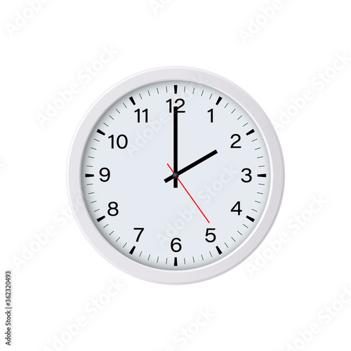 White circle clock face showing two o'clock, isolated. Vector illustration