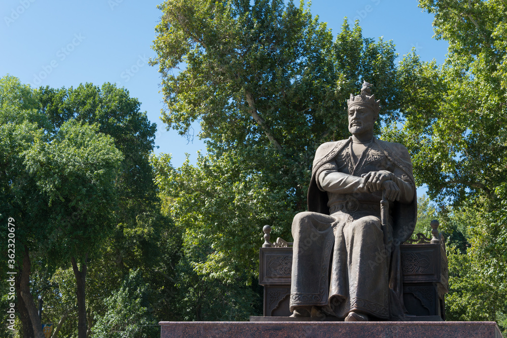 Statue of Amir Timur in Samarkand, Uzbekistan. Amir Timur (1370 - 1405) is founder of the Timurid Empire.